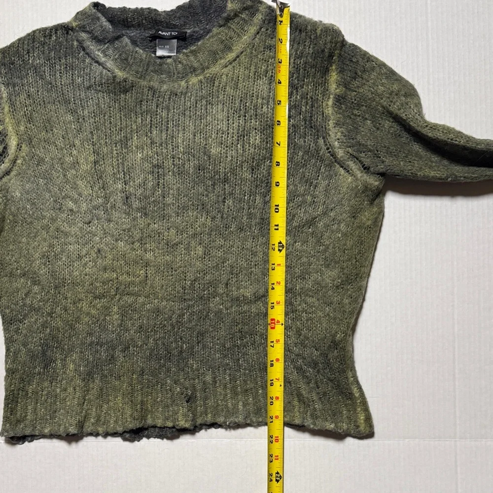 AVANTI TOI Women's Olive Green Distressed Crewneck Sweater Alpaca‎ Wool Blend XS - Picture 8 of 12